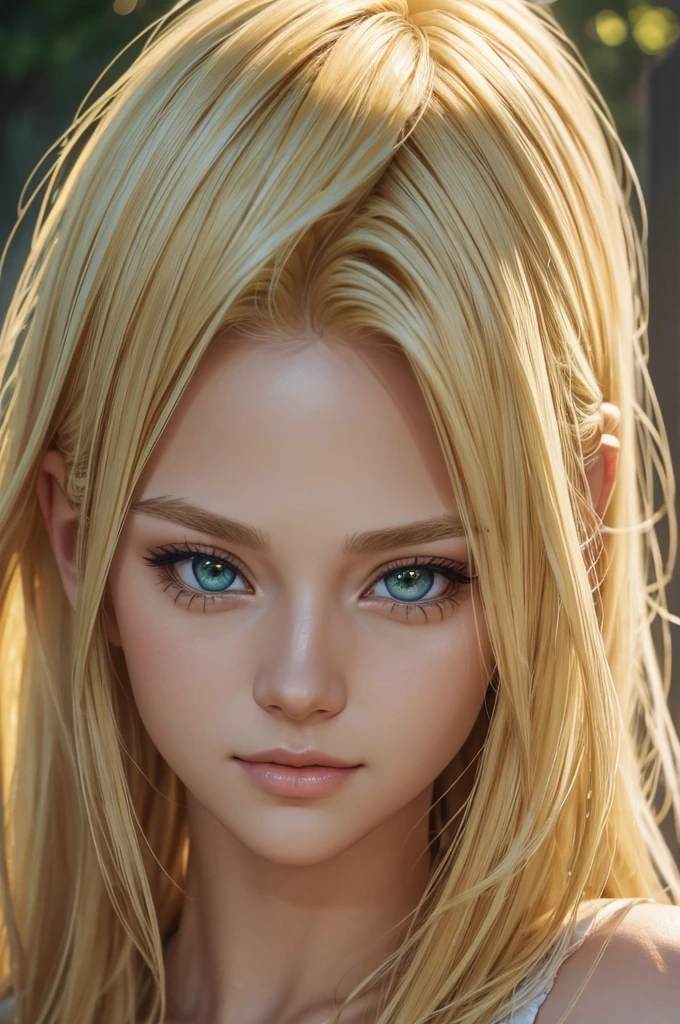 blonde hair, medium yellow blonde hair, green eyes, blondehair girl, bright yellow face, humanoid fursona anime portrait, (best quality,4k,8k,highres,masterpiece:1.2),ultra-detailed,(realistic,photorealistic,photo-realistic:1.37),detailed facial features, beautiful detailed eyes, beautiful detailed lips, extremely detailed eyes and face, long eyelashes, intricate character design, vibrant colors, soft lighting, fantasy, digital art