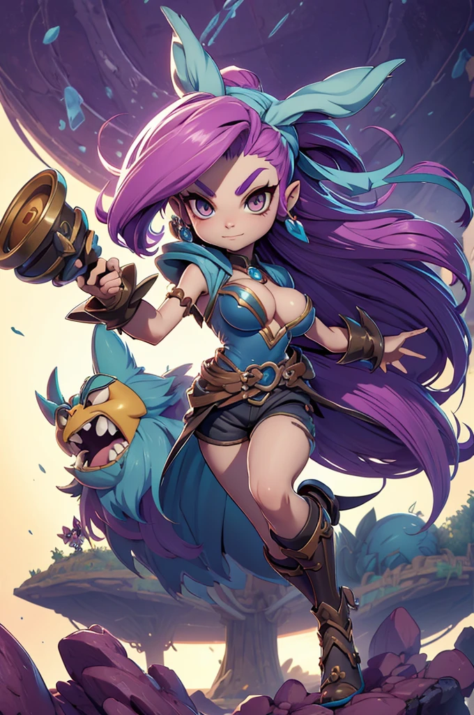 arvore estilo rayman legends, character estilo art rayman legends, girl and boy, corpo inteiro, ESTILO VIKING, acessórios gigantes,giant monster, big breats,Little bunny, (shorts),big breast, , sensuality, wizard