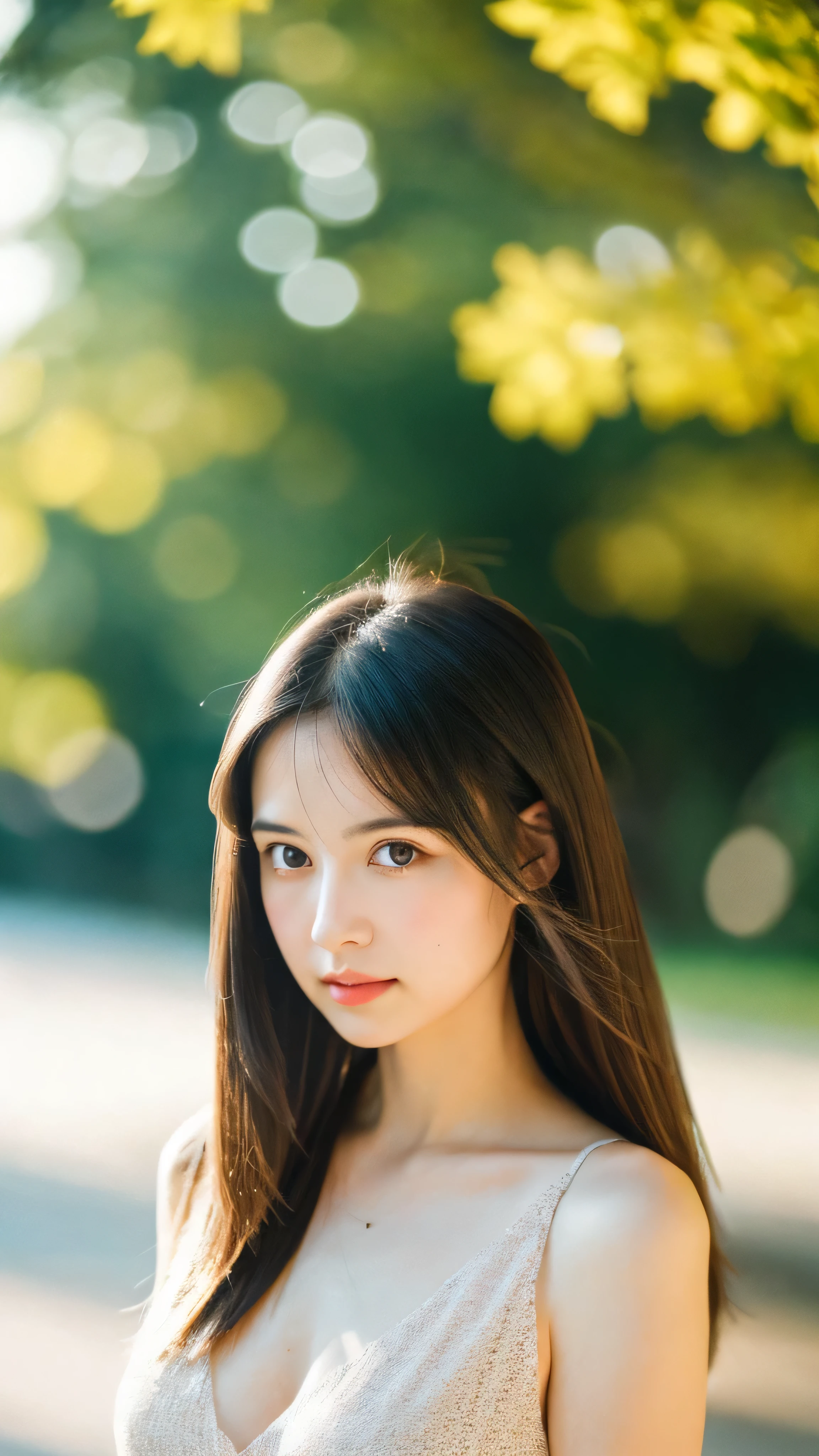 (Random Nationality):1.5, masterpiece, Highest quality, 8k, 20th Generation, (Large Breasts:1.2), cute, alone, sad, close, cute, Girlish, Delicate girl, Pure beauty, RAW Photos, Professional photography, Portraiture, Soft Light, Professional Lighting, Backlight, Upper Body, avert your eyes, Sophisticated, Film Grain, (Eyes and facial details:1.0), Beautiful straight hair, Hair swaying in the wind, Silk blouse, Random hairstyle