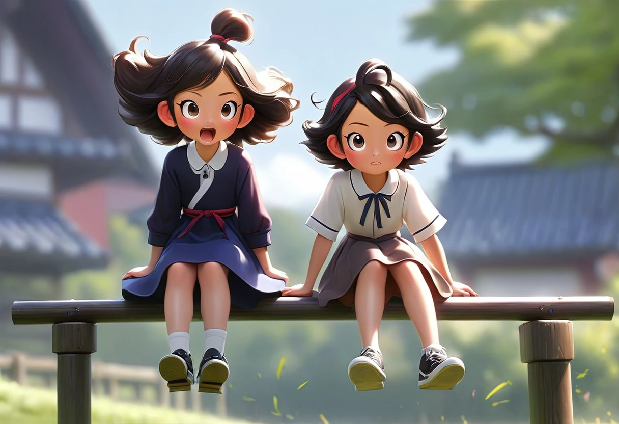 2people、One side is down、Riding a seesaw、2people、I'm facing、一peopleがプレゼントを恥ずかしそうにI'm giving you a present、I'm giving you a present、Delighted with the gift、もう一peopleが嬉しそうに喜んでいる笑顔