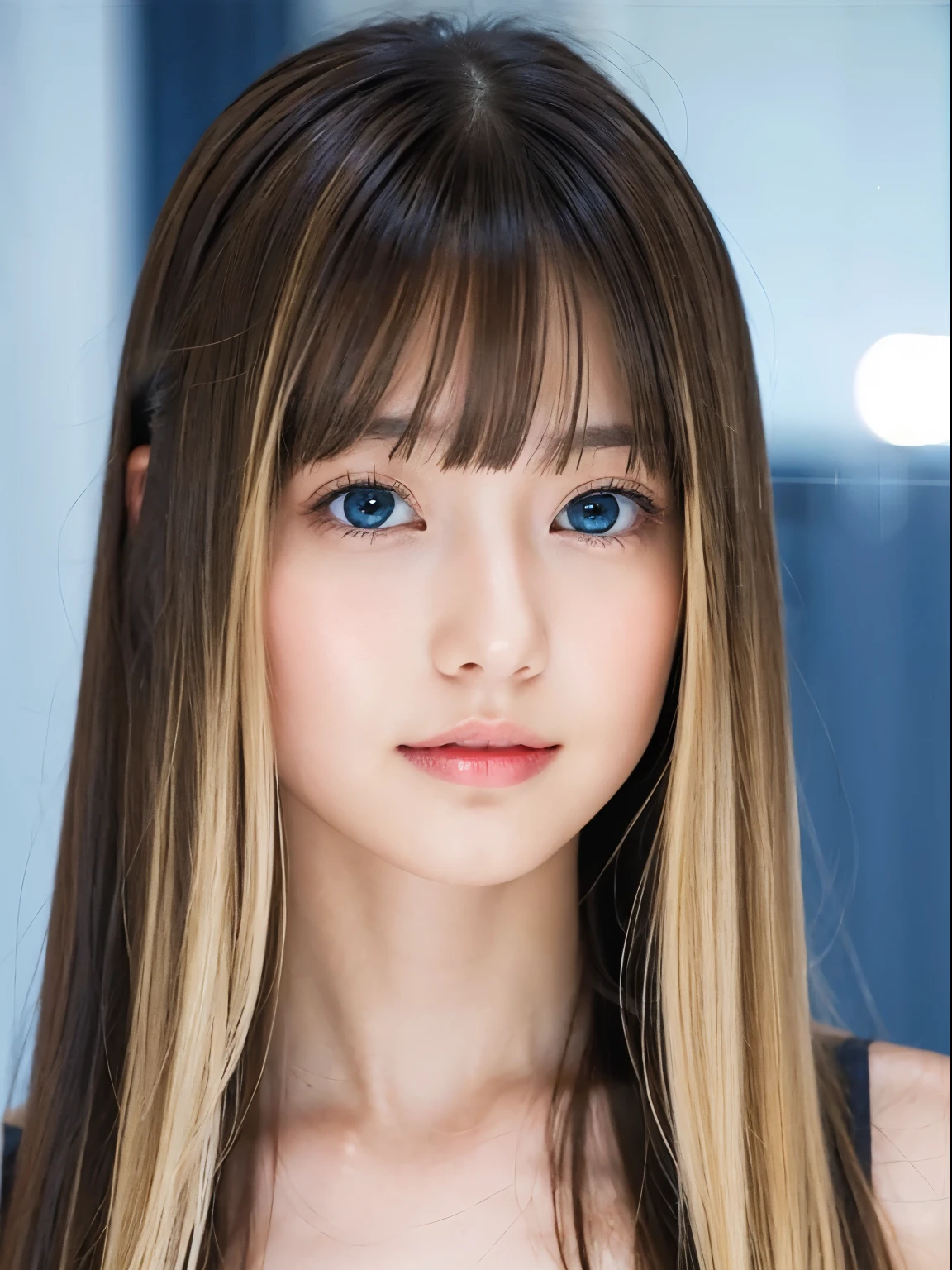 Shining, clear, white skin、Windblown hair obscures her pretty face、huge、20歳のかわいいセクシーな小さなBeautiful Face、Beautiful, shiny straight hair stands out、Spectacular, bright light blue eyes、Long, silky bangs that cover cute eyes, Sexy face hiding hair super long hair sexy cute young woman long natural blonde shiny glossy hair、Small Face Beauty、Gloss Face、Cheek gloss,Crystal Clear, frame center, 完璧にBeautiful Face、Beautiful Face、Beautiful hair with sparkling bright straight blonde hair、Silk bangs between the eyes、Bangs hide the eyes, Sparkling pale blue eyes, Sexy super long blonde cute young woman with super long blonde shiny light hair