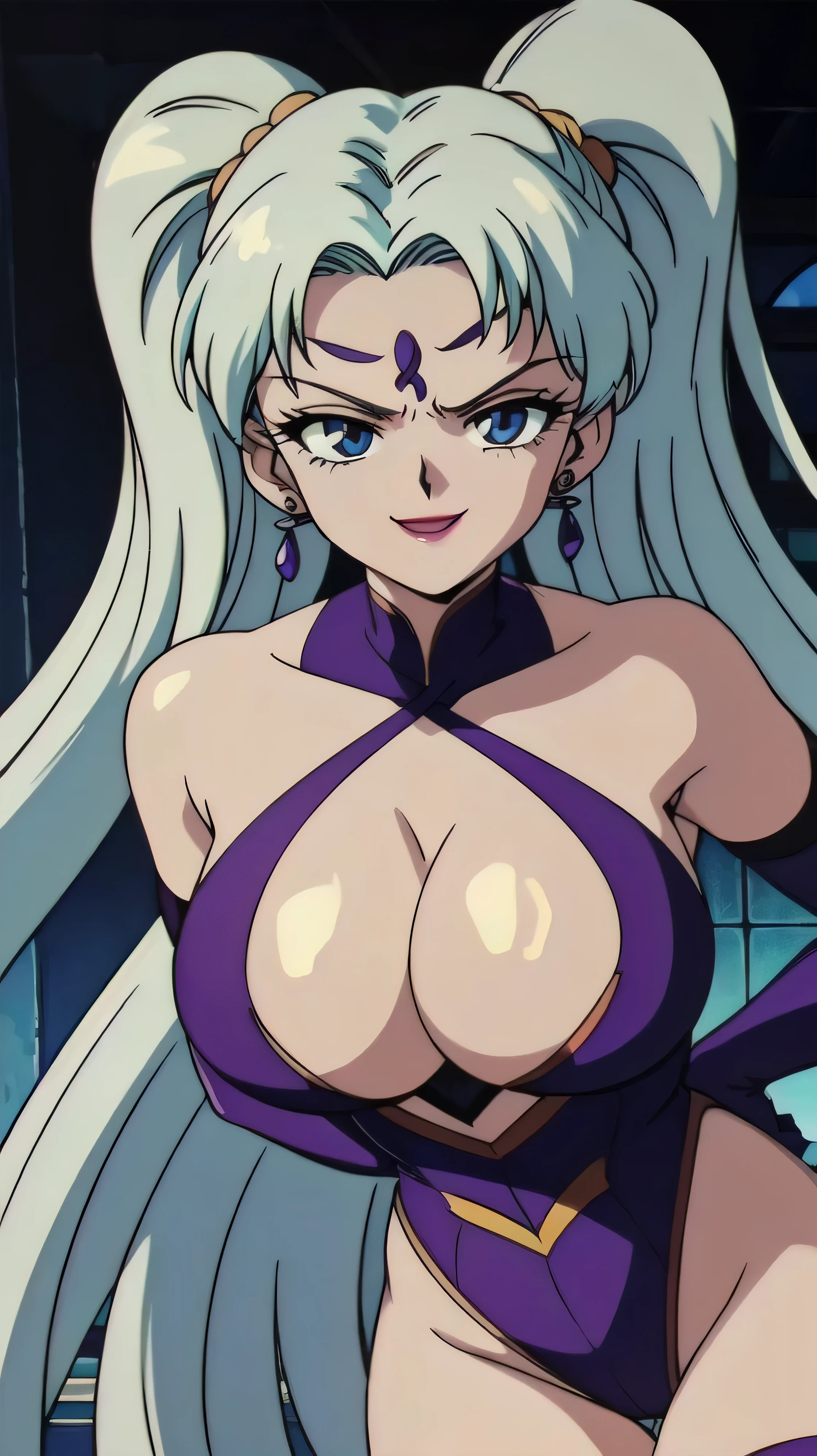 1girl, solo, facing viewer, looking down at viewer,,evil smile, BERTIE,,Highly detailed CG Unity 8K wallpaper, perfect lighting,official art,,(beautiful_face:1.5),(narrow_waist),,Highly detailed CG Unity 8K wallpaper, perfect lighting, anime screencap, retro artstyle, anime coloring, traditional media,evil huge laugh,lipstick,sadistic smile,deep shaded face,singlebraid,smile worst,worst ridecule,evil moukery,,onebraid,lightblue leotard,two hands,five fingers,dark aura background,A face full of evil,Too evil ridicule,Bandage elbow gloves,thighhigh socs,
