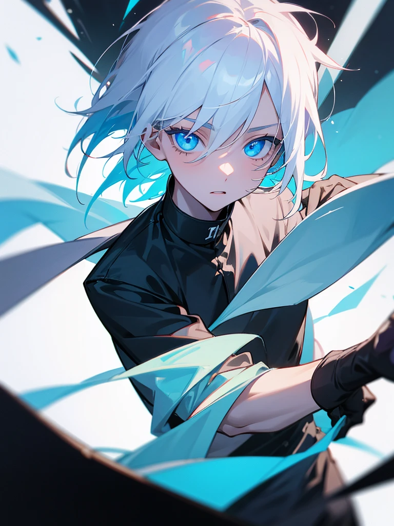 A young Finnish man with white hair and blue eyes who is dressed in black