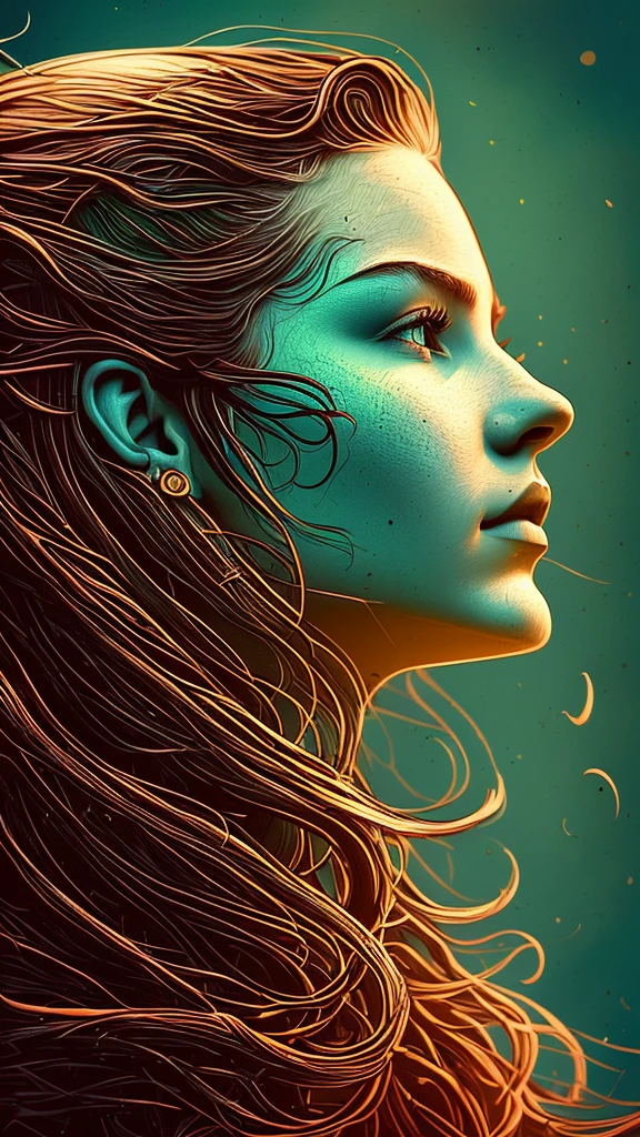 (better lighting, better shadow, artwork, high quality), in profile, (((face close-up))), ((beautiful face of 18 year old girl looking at the floating horizon), (dreadlock hair flowing :1.1 ), professional polaroid photography, dark dense forest, waterfall, sunset, sharp symmetrical artistic art, dan mumford style, HDR, realism, 8K, dark fantasy atmosphere, lovecraft style, (JimJorCrafLogo art style:1.3), ( close view)