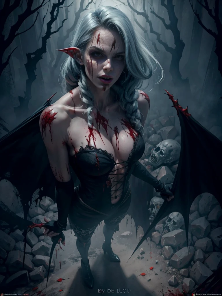 Full body beauty,Full body display,darkling demon, blood, gore, putrid skin, zombie, medieval