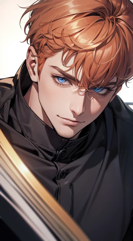 (best quality,4k,8k,highres,masterpiece:1.2),ultra-detailed,(realistic,photorealistic,photo-realistic:1.37),1 man,31 years old, man,very handsome,without expression,smile,short grey b
Orange hair,blue eyes,penetrating gaze,perfect face without errors,imposing posture,businessman,office background,cinematic lighting,hdr image