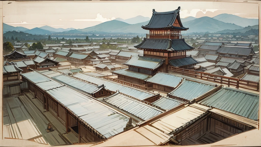 Edo Period,Beautifully detailed backgrounds,castle town