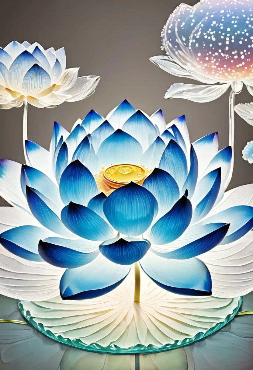 (La best quality,high resolution,super detailed,actual),Lotus flower formed from jelly,in the room,Christmas decoration,surrounded by christmas gifts,A masterpiece full of fantasy elements）））, （（best quality））, （（intricate details））（8k）