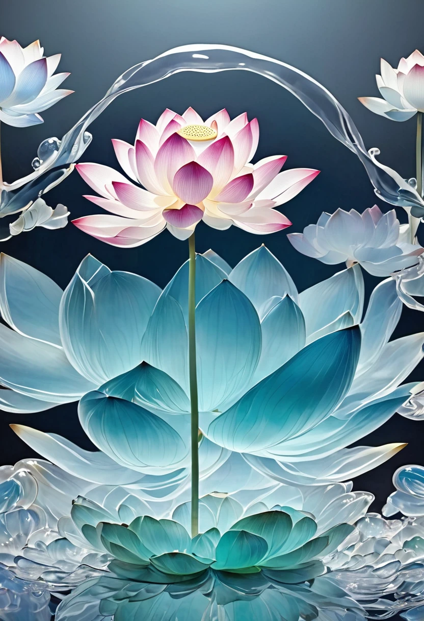 (La best quality,high resolution,super detailed,actual),Lotus flower formed from jelly,in the room,Christmas decoration,surrounded by christmas gifts,A masterpiece full of fantasy elements）））, （（best quality））, （（intricate details））（8k）