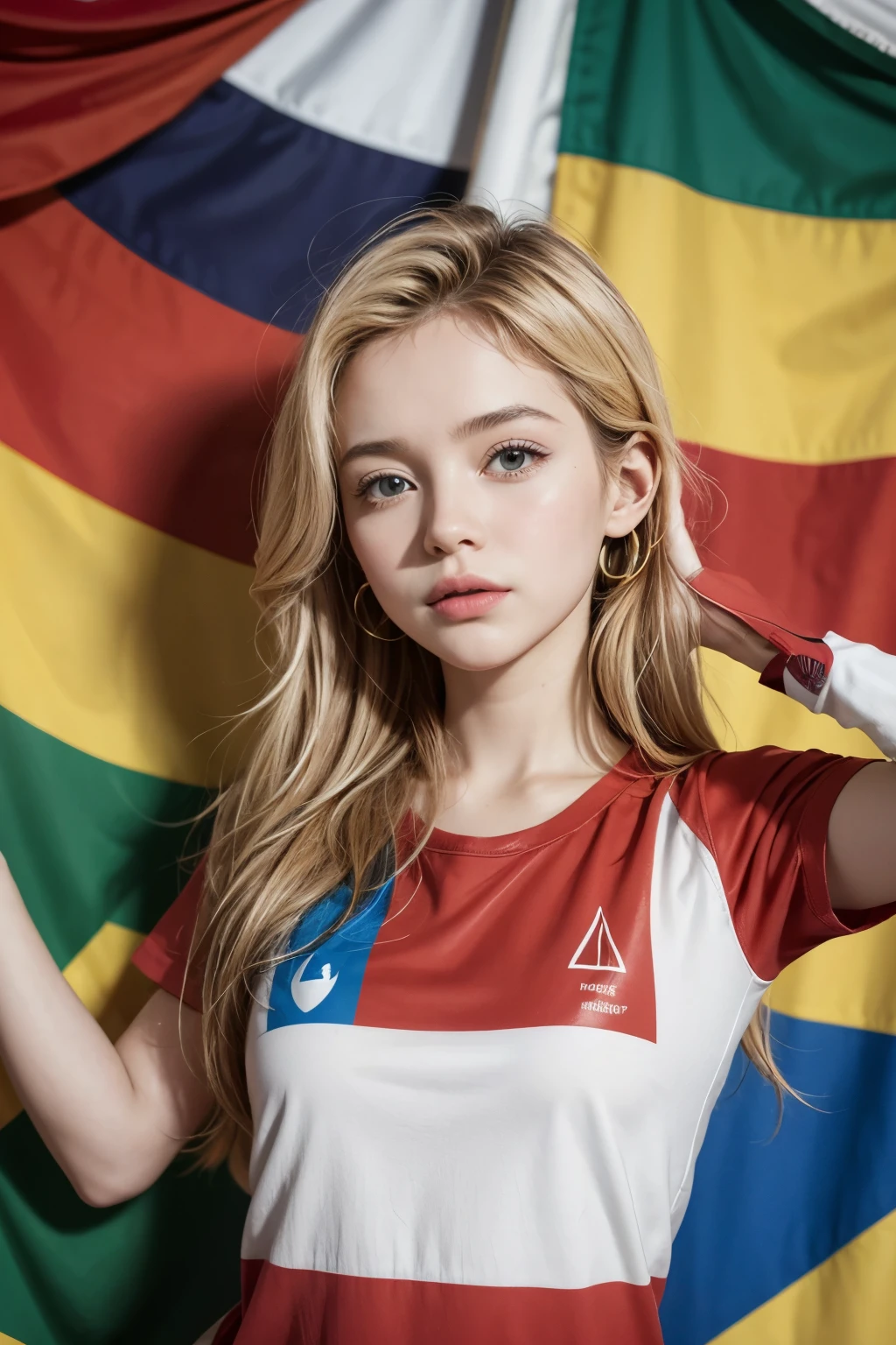 Create a flag with Elements like circular arrows, recycling symbols or even shapes that represent the reuse cycle and with the colors of the South African flag