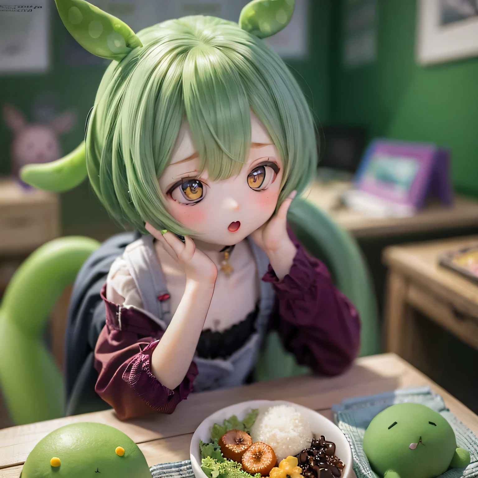 Cheeky Green Haired Zundamon(((((In the form of a )))))Eat sweets