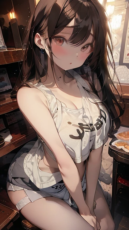 (Highest quality)), ((masterpiece)), (detailed), One Woman,16 year old pretty woman,Very sexy,Baby Face,young woman,Breast size is good,Full Body Shot,
Beautiful woman,Beautiful Face,Big eyes,Grey Eyes,Beautiful Eyes,Beautiful double eyelids,Beautiful teeth alignment,Beautiful body lines,Slender body,Beautiful Hands,Beautiful feet,Long hands,Long legs,Long and supple hair,Shiny Hair,Blonde Hair,Full Body Shot,Embarrassed expression,blush,Crying face,Mouth half open,From below,Beautiful shoulders,Beautiful clavicle、Are standing,(Sweat),((Steam 1.4)),Embarrassed expression,blush,humiliation,Sleeveless white shirt,Shoulder out,Beautiful shoulders,Beautiful clavicle,With legs apart,((Big Tits 1.8))(((Valley 1.7))),mini skirt,White panties,sow off nipples under white shirt,grabbing own breasts,Woman sitting with legs apart,女性をFrom below見上げる,