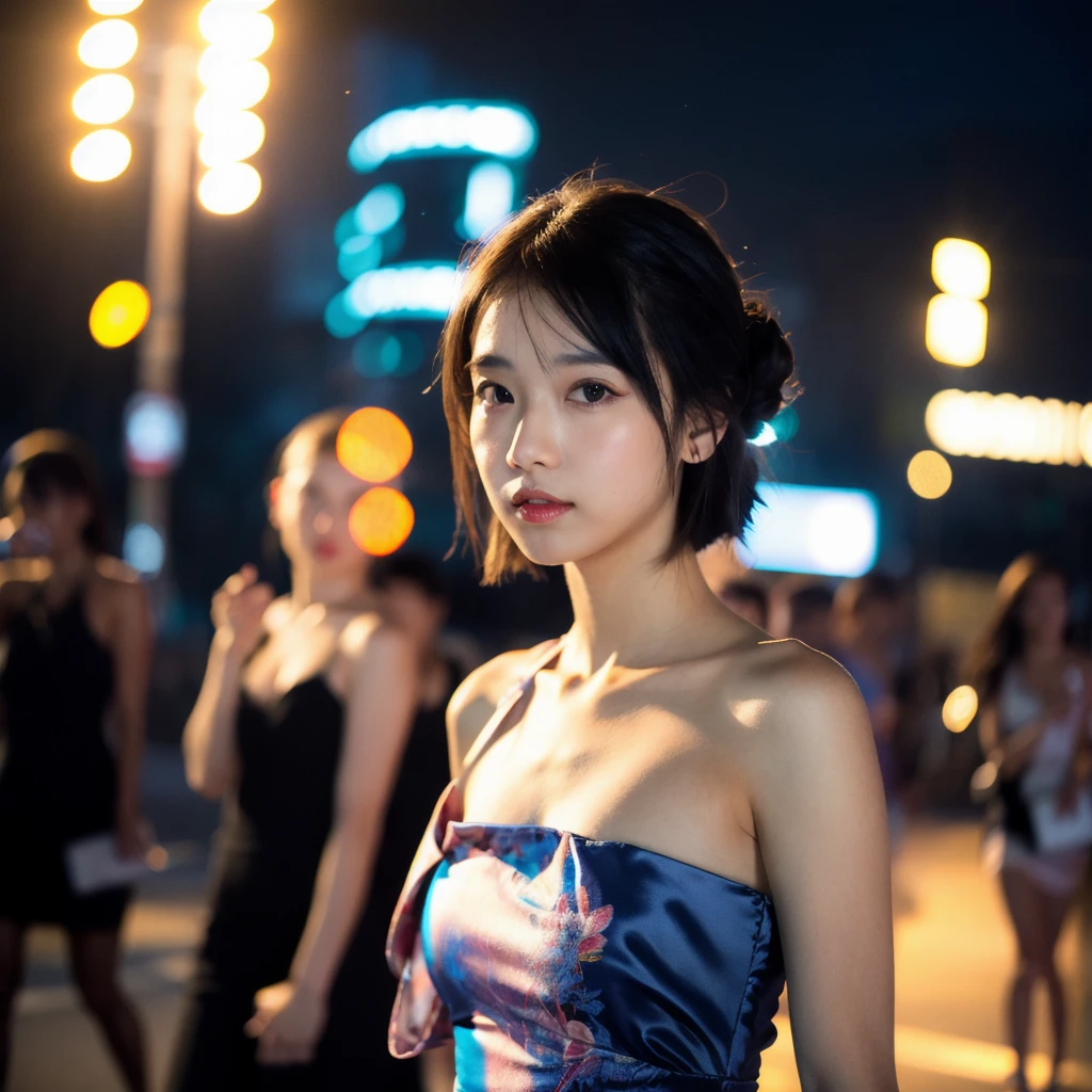 High resolution, One girl, Background blur, night,Fashion Model,dress