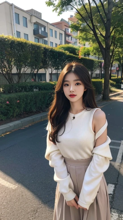1 Girl,roadside,Soft Light,Chinese Beauty,dress,Long hair