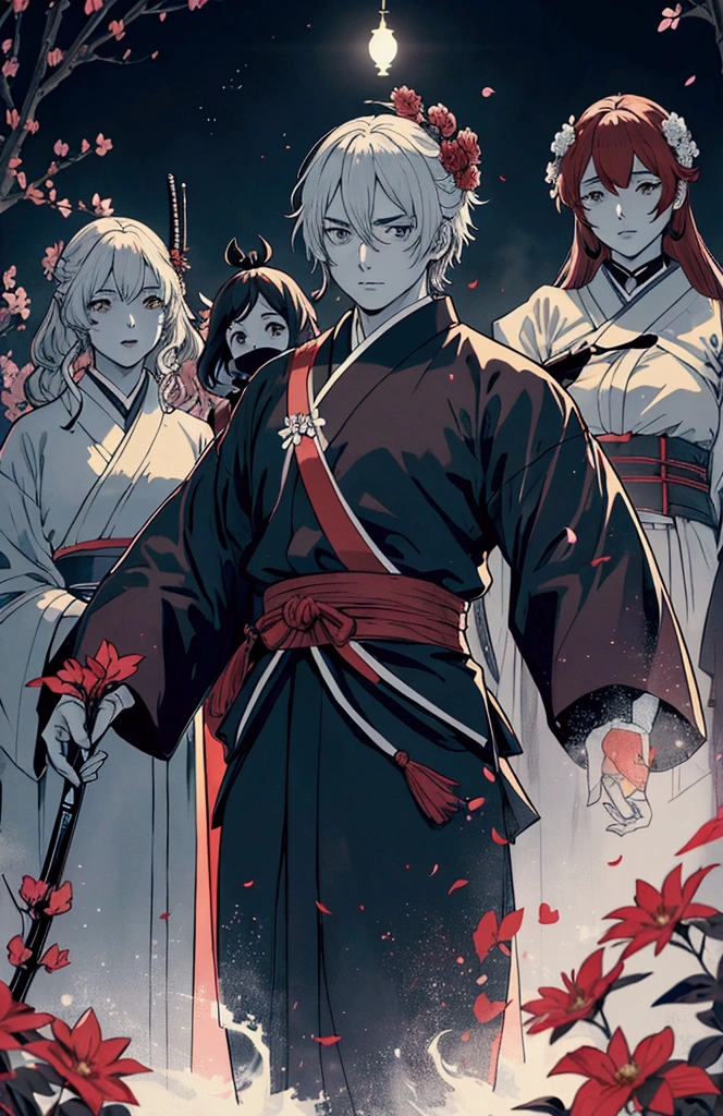 une scène incroyable mettant en vedette le dernier Ronin des Teenage Mutant Ninja Turtles, se tenant seul au sommet d'une colline. œuvre d'art numérique , style néo-traditionnel japonais, combinant des éléments classiques de l'estampe japonaise avec une modernité vibrante. lignes nettes et précises, caractéristiques de l'ukiyo-e, pour délimiter les contours du personnage et des éléments de l'arrière-plan. Les couleurs sont très intensément saturées, avec une prédominance de rouges extrêmement vif et d'oranges éclatants qui créent un contraste dramatique avec les tons plus sombres de la ten Le personnage porte une armure de samouraï usée et une capuche noire, avec des katanas croisés sur son dos. Son visage est marqué par des cicatrices et la tristesse, reflétant son statut de dernier survivant.L'ambiance de la scène doit être extrêmement solennelle et mélancolique, avec un ton presque tragique. Utilise un style artistique inspiré des estampes japonaises traditionnelles, avec une attention particulière aux détails et aux textures.Le ciel est dominé par un coucher de soleil spectaculaire, éclatant de couleurs vives comme le rouge, l'orange et le pourpre, créant un contraste saisissant avec la silhouette sombre du Ronin. Des pétales de cerisiers en fleurs tourbillonnent autour de lui, ajoutant une touche poétique et éphémère à la scène.En arrière-plan, inclure des éléments architecturaux japonais traditionnels tels qu'un temple et des pagodes, partiellement obscurcis par la brume. Les arbres en fleurs, avec leurs branches délicates et leurs pétales rouges et roses, doivent encadrer la scène, accentuant le contraste entre la beauté de la nature et la solitude du personnage.Les couleurs doivent être vives et saturées, avec une prédominance de rouge vif pour évoquer à la fois la violence passée et la passion intérieure du Ronin. Utilise des ombres profondes et des lumières dramatiques pour accentuer l'atmosphère émotionnelle et ajouter de la profondeur à la composition