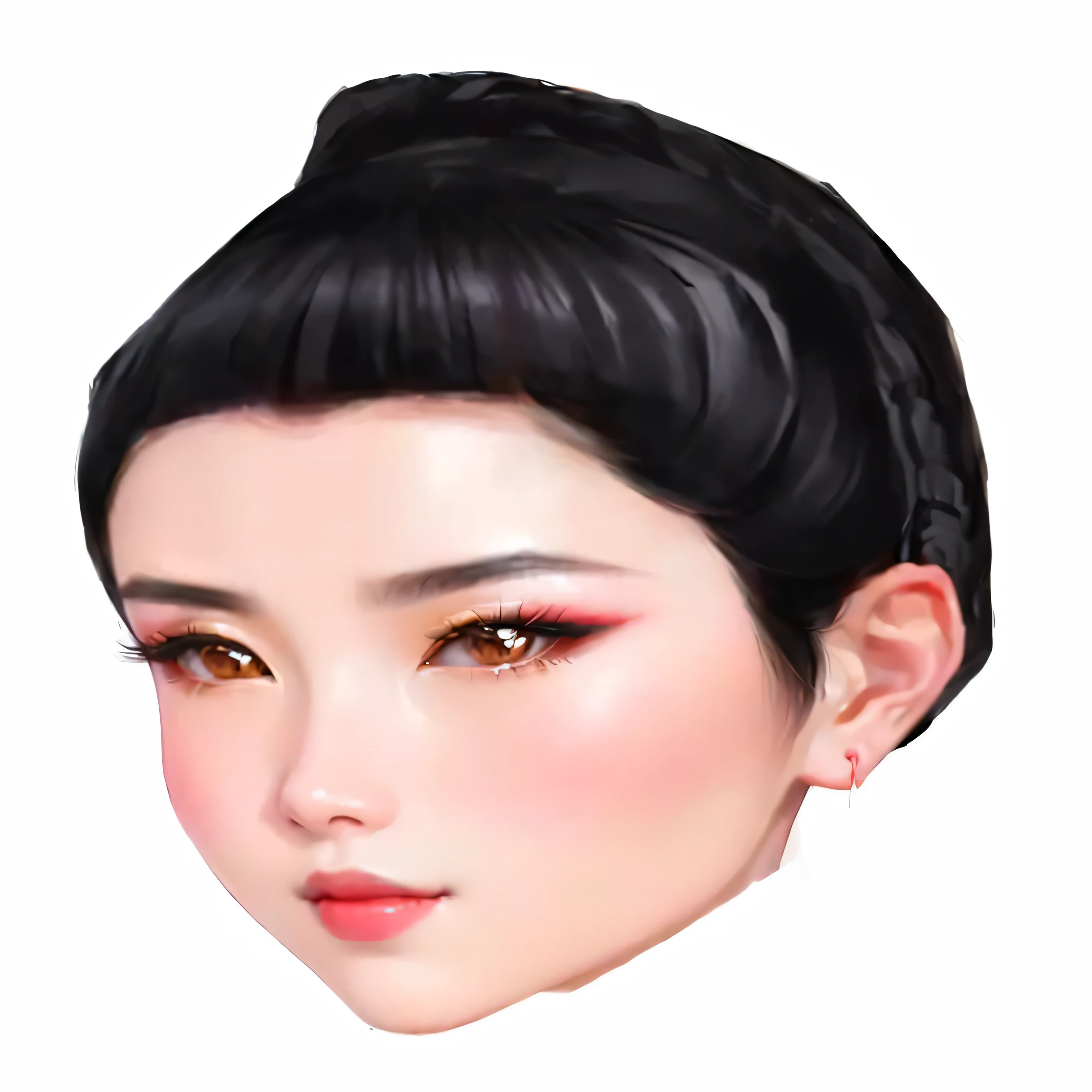 a close up of a woman with a black hair and a pink lipstick, inspired by Qiu Ying, chinese princess, inspired by Lan Ying, south east asian with round face, inspired by Tang Yifen, chinese empress, inspired by Li Mei-shu, ancient chinese princess, portrait of mulan, inspired by Li Fangying, inspired by Chen Lu, chinese girl