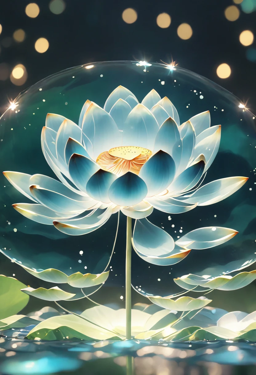 (La best quality,high resolution,super detailed,actual),Lotus flower formed from jelly,in the room,Christmas decoration,surrounded by christmas gifts,A masterpiece full of fantasy elements）））, （（best quality））, （（intricate details））（8k）