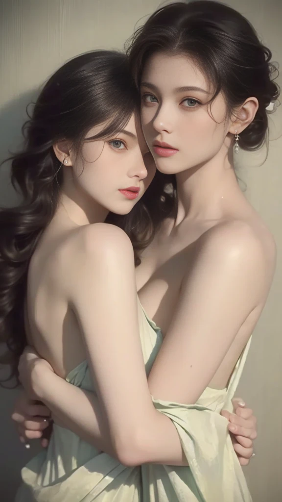 High-quality images of couples: blond man (Tall、Statue-like、Handsome and、Brave young man、Blue eyes、Curly golden hair、Wearing a grey antique military uniform) A woman with black hair (long straight black hair、Long Bangs、Blackberry eyes、A beautiful young femme fatale、naked、PRİNCESS、Hugging。They are in love with each other。Created by Boris Vallejo「Ideal Anatomy」The sketch of、It is characterized by being very detailed.。masterpiece、Detailed study of the face、Beautiful Face、Features of Beautiful Face、Perfect Image、Realistic shots、Detailed study of the face、Full body image、8k、Detailed Images、Highly detailed illustration、A true masterpiece of the highest quality、Careful drawing。Bare Skin、Gown and naked watercolor、
ゴシック、ロマンス
黒のパンティ、