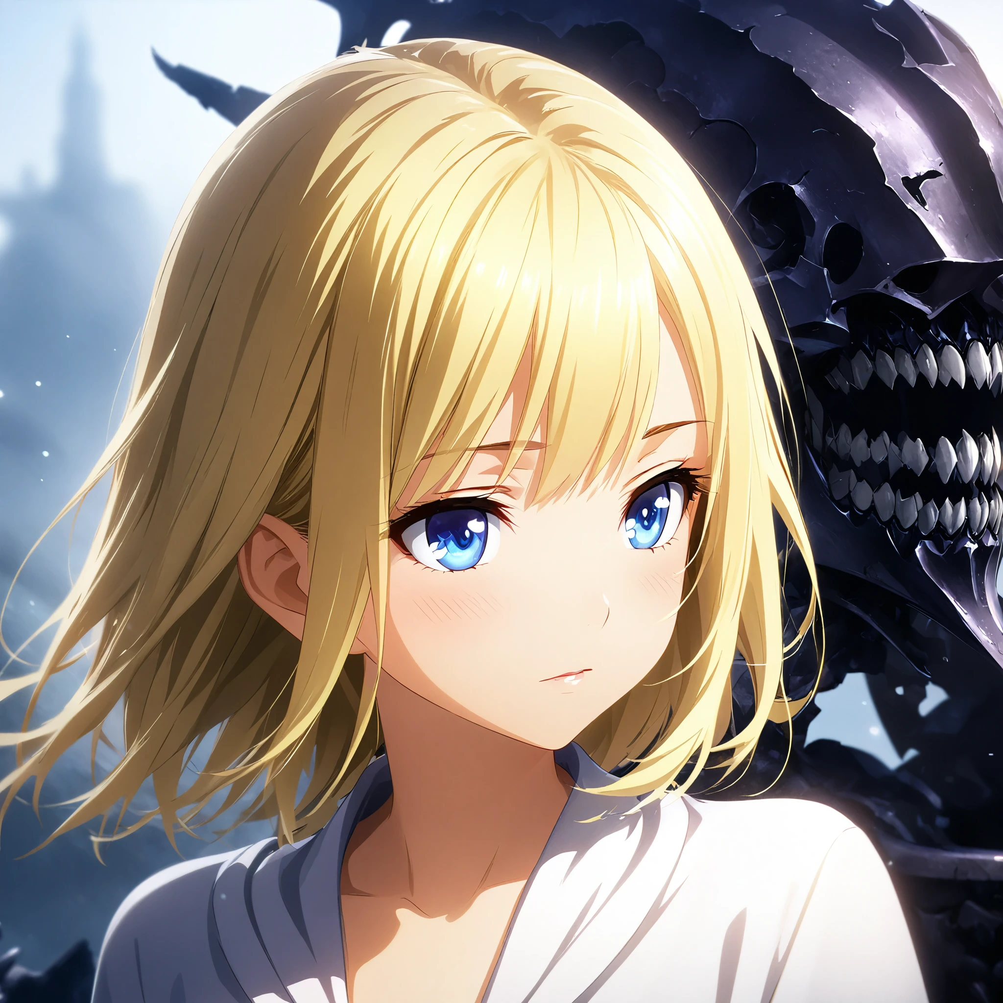 girls profile picture, portrait:1.2, Practical, blue eyes, Blonde hair, Mid-chest, 4K resolution, High quality CG, Beautiful CG, Soft Light, Octane Rendering