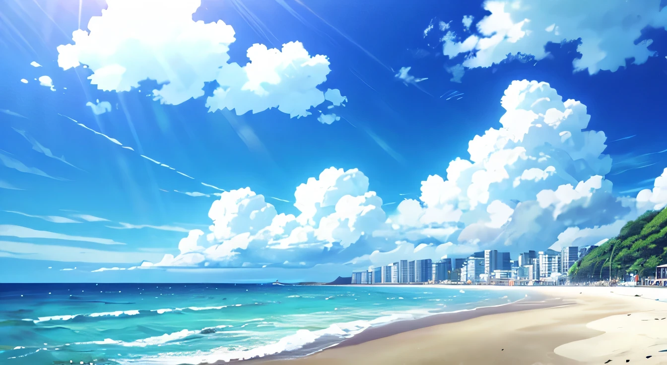 Seaside Alley,seaside,Blue sky and white clouds,beauty