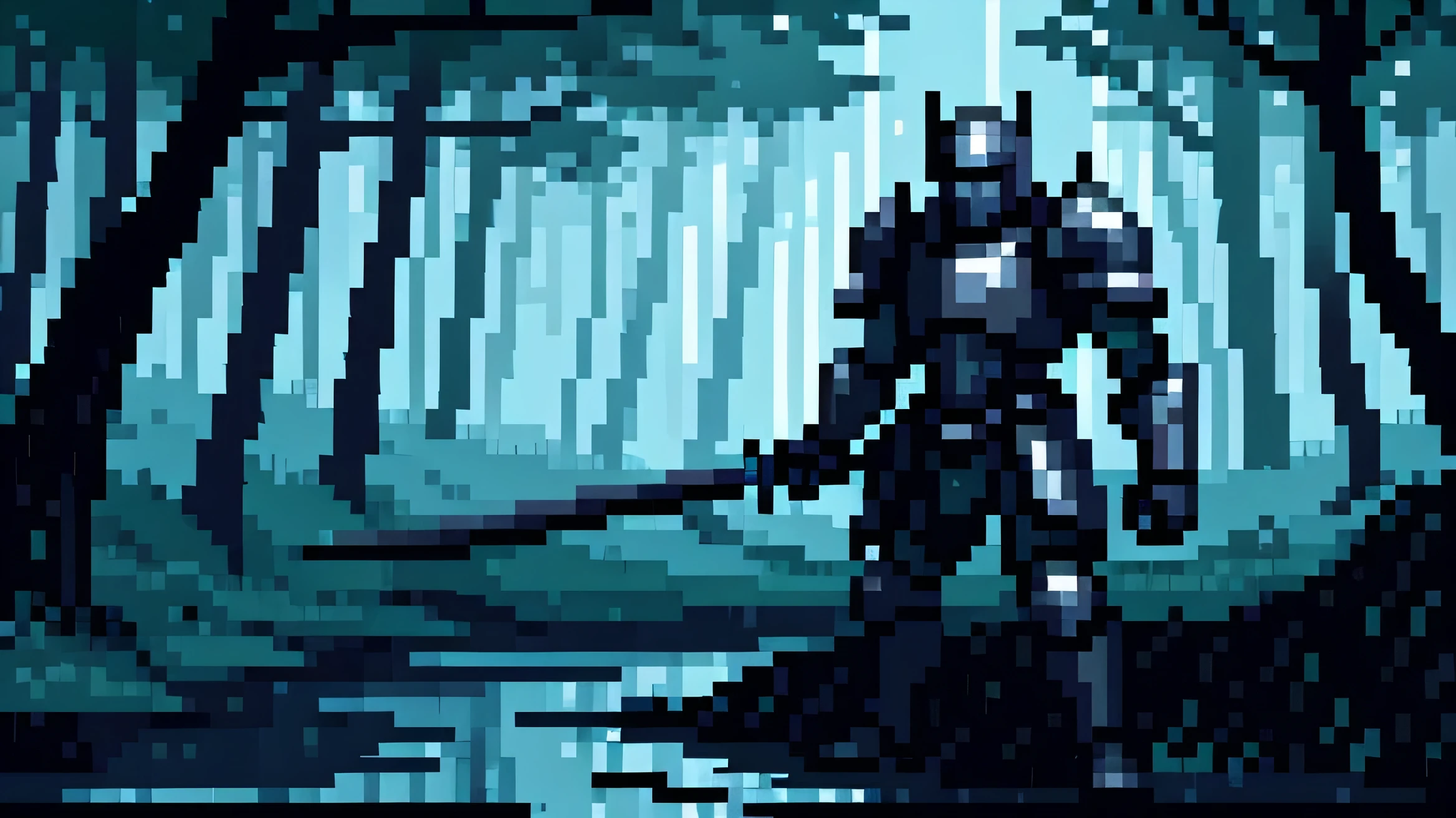 knight, wearing black armor made of technological and magical elements, holding a sword, inside a forest, trees, rain splashing onto the ground , pixel art,pixel perfect, 