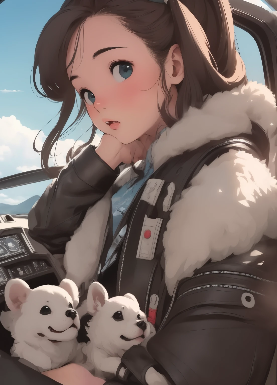 (masterpiece、Highest quality、Highest quality、Official Art、Beautiful and beautiful:1.2)、(One girl:1.3)Hatsune Miku、Twin tails,Beautiful breasts, Katsushika Hokusai, Highest quality, Highest quality, 16K, software, Unbelievably absurd, Very detailed, delicate and dynamic, Natural light, The particles reflect light beautifully, Diffuse reflection of light, Vortex of Light, aerial photograph, biplane, Cumulonimbus, , Create amazing image effects, Body close-up, biplane, (Cute Puppy,,,Severe,, biplaneパイロット, leather jacket,, Sit in the cockpit, Puppy pilots biplane)
