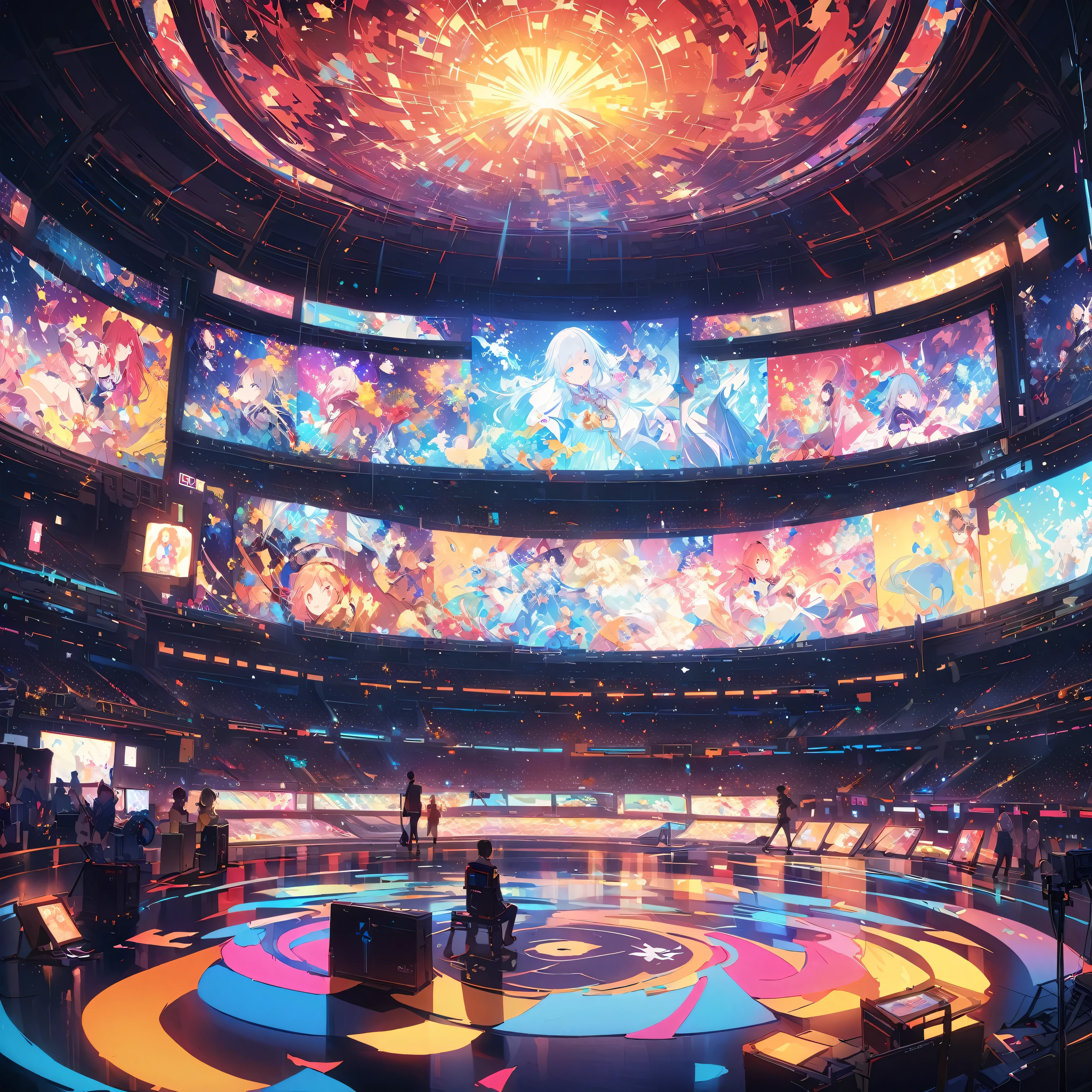 (panorama, center, masterpiece, Highest quality: 1.2), (8k, RAW Photos, Highest quality), ((masterpiece:1.2)), Genuineistic, Ultra-high resolution, High Contrast, Photon Mapping, Bright colors, Genuine, Very detailedな, Very detailed, RAW Photos, Genuine, Official Art, RAW Photos, Professional Lighting, Light, Professional Writing, twiceLight, Vivid atmosphere, High-definition CG, Unity 8K), The girl in the middle of the people's teeth、With a white kitten、穏やかな表情でPeople around me々々Please be kind、Your teeth spread out towards the starry sky、It symbolizes the expansion of the mind..。People around me々々Also、We treat each other with kindness and gratitude.、The overall atmosphere is warm。This painting is teeth、DayTo feel compassion for others and expand your heart in your daily life、people々It depicts how people should behave politely and calmly..。In the background there is a wide universe and a starry sky.、people々under which they live in kindness and harmony.。The scene on the left shows Day-chan's polite behavior.、Day々◼ Shows the importance of kindness and politeness in life。Background space and stars々teeth、Emphasizing that our smallest actions are connected to the grandeur of the universe、I feel a sense of abundance and peace of mind.。This painting is teeth、With kindness and an open mind、自分自身とPeople around me々々It represents a day that brings harmony and peace to the world.。