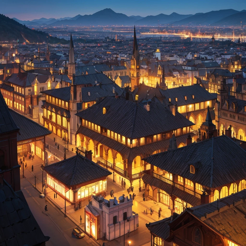 (Bird eye View) high walls around the city, big walls, montains