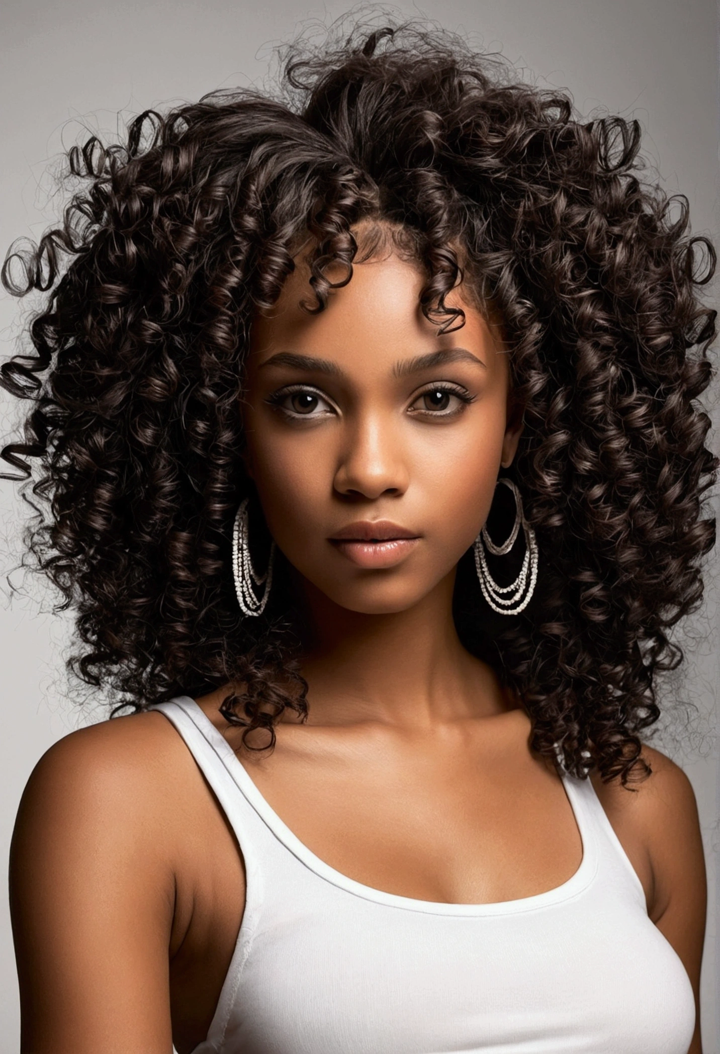 black girl with curly and sexy hair