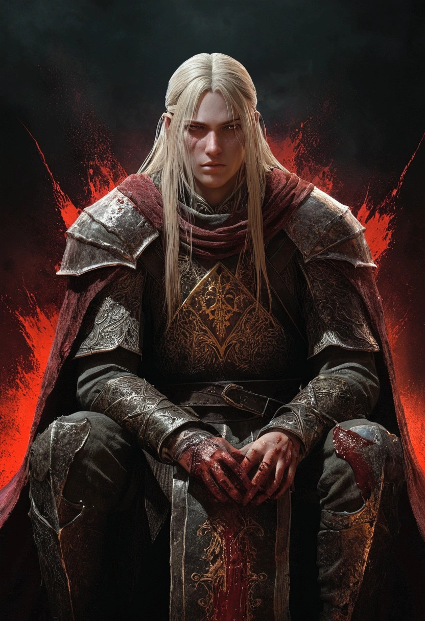 elden ring characters, elden ring game, 1 character Radahn, character 2 Miquella, they are lying in the blood, blood, blood stain, 