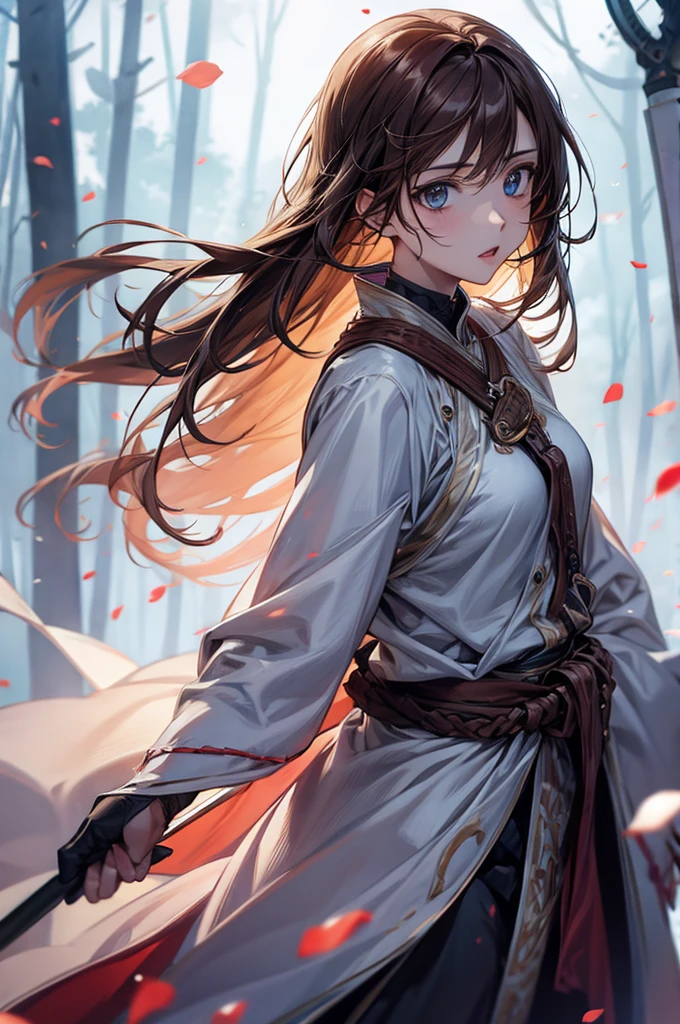 Yuuki Asuna、Yuuki Asuna、((Highest quality))、((masterpiece))、(detailed)、((Anatomically correct))、(High resolution、8k)、(Beautiful Skin:1.1)、One woman、cowboy shot、Look at me、Brown Hair、long hair、(Beautiful eyes:1.2)、Rin々Funny face、