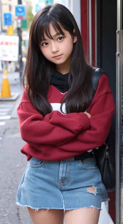 1girl in、-yesbian&#39;Because of the loud boos, the lower part of her chest was visible.、A dark-haired、hotpants、pantiy、Beach、A slight smil、cleavage, decollete, decolletage 