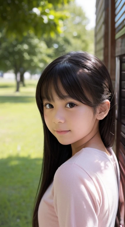 1girl in、15-years old、Esbian'Because of the loud boos, the lower part of her chest was visible.、A dark-haired、hotpants、pantiy、Beach、A slight smil、tight cleavage, decollete, decolletage