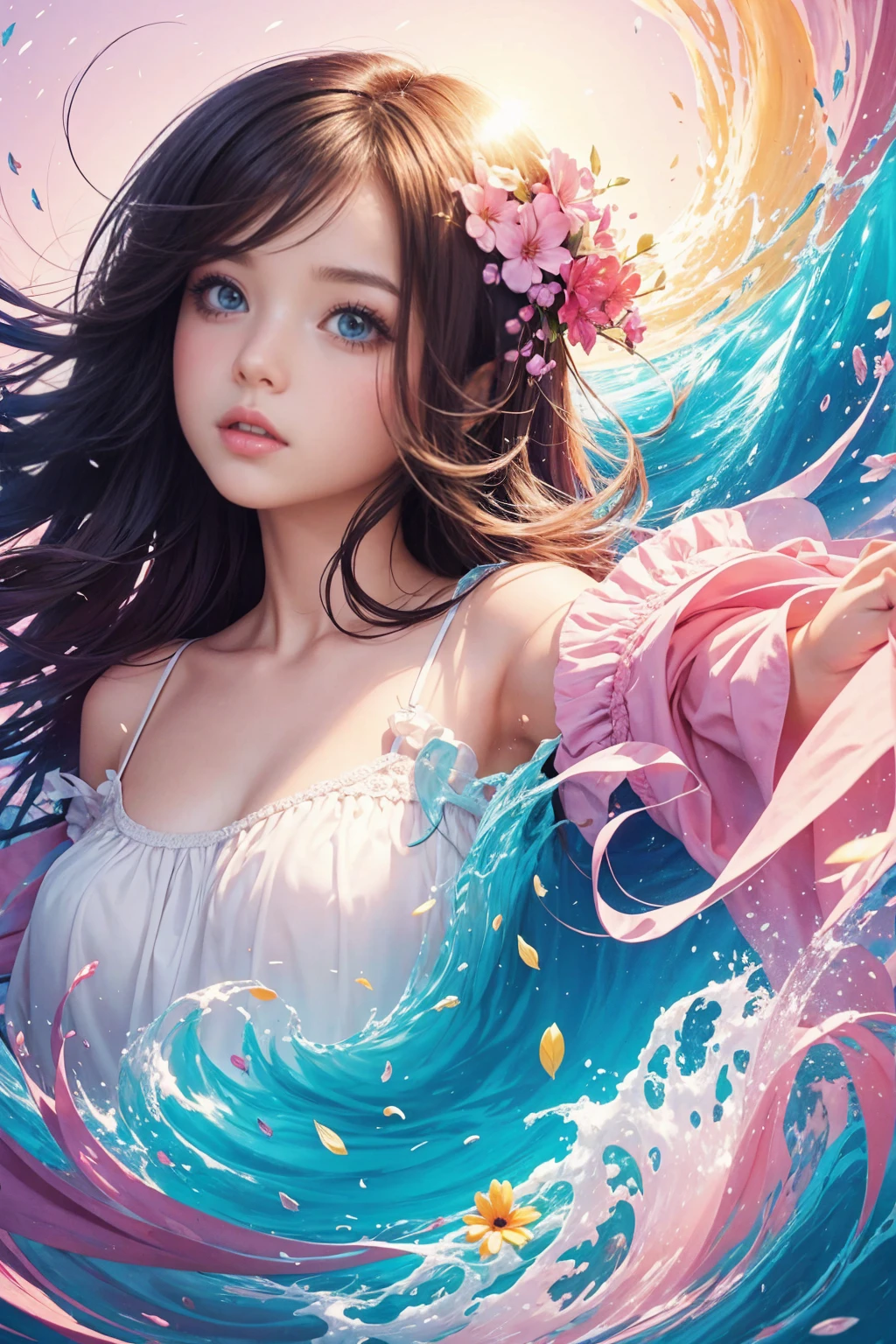 Inspiring_mindart, girly illustration, head splash of artistic idea