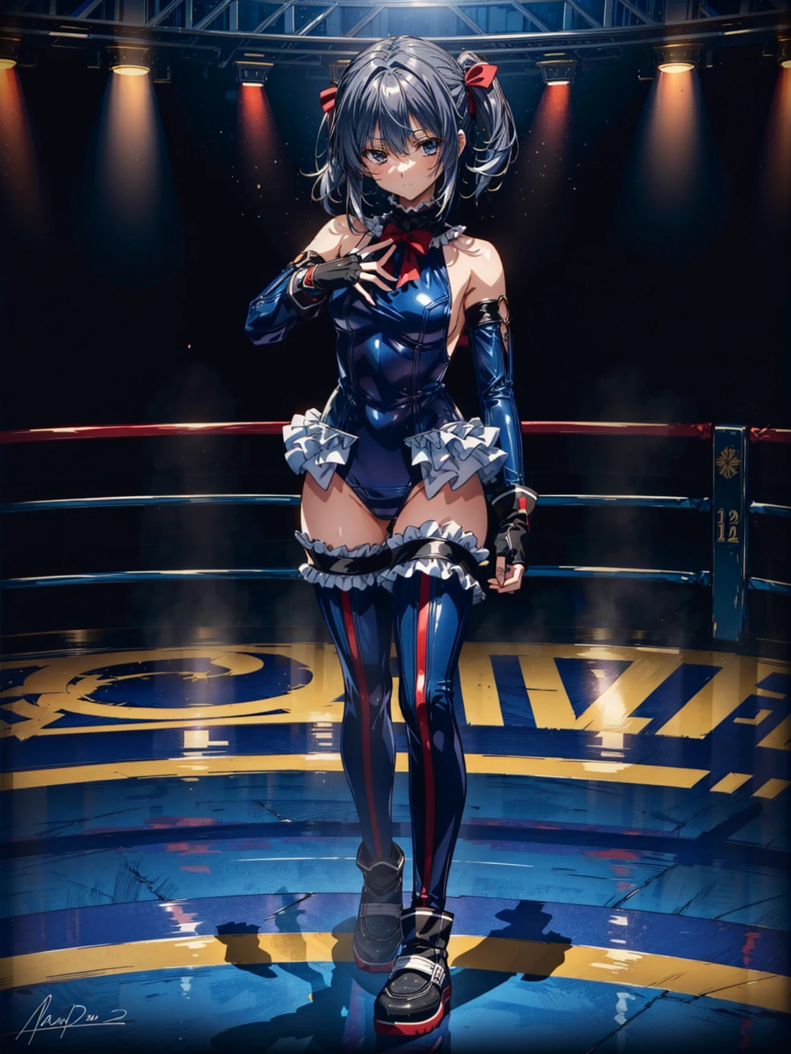 8K,highest quality,masterpiece, highest quality, High resolution, side ponytail, hoshimachi suisei, small breasts,small nipples, Keep your lips open、 grinning smile、perfect proportions、(((Kickboxing)))、((in her room))、((kick the penis))、(彼女は男をkick)、(((mixed wrestling))), (((she hits her knees))), ((1 boy)), (man falling down)、((penis)), (((Drain semen))), ((cum on feet)), Semen comes out of the penis, (penis on her leg), kick、raise your knees、((kick penis))、 Chastity Cage 、