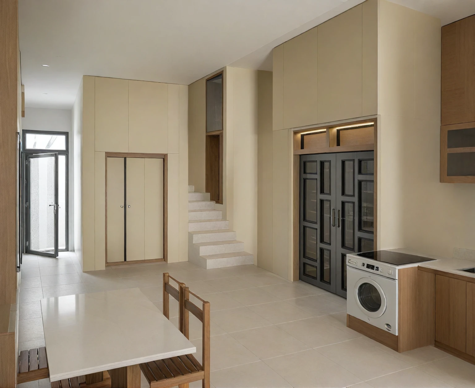 Raw photo,Masterpiece, high quality, best quality, authentic, super detail,
indoors, interior ,aiaigroup, ,kitchen room, kitchen cabinet, modern style, daylight
