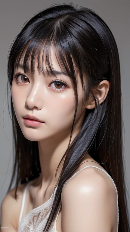 (masterpiece:1.3), (Photorealistic, RAW Photos, Highest quality: 1.4), Skinny Japanese woman, 23.age, (One Girl), (A vivid face), Detailed face, Detailed eyes, (Black-haired, Long Hair:1.3), (Realistic Skin), (Silver Camisole), Ultra-high resolution, Surreal, High definition,