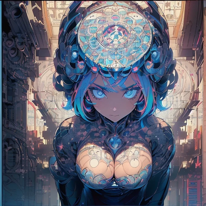 (((The ultimate in quality))),((((alone:1.2)))),((((One girl:1.2)))),((((Beautiful perfect woman)))),(((Body perfect in every detail, detailed perfect fingers))),((((((Ultimate Movie Posters)))))),(((breast enhancement, close))),((((An intricate and complex machine)))),(((((genius machine))))),(((American Comics))),(((Extreme highlights))),(((Very colorful, primary color))),Cleavage, Super beautiful woman,(((typography))),article,(((((Looking up or looking down?)))))