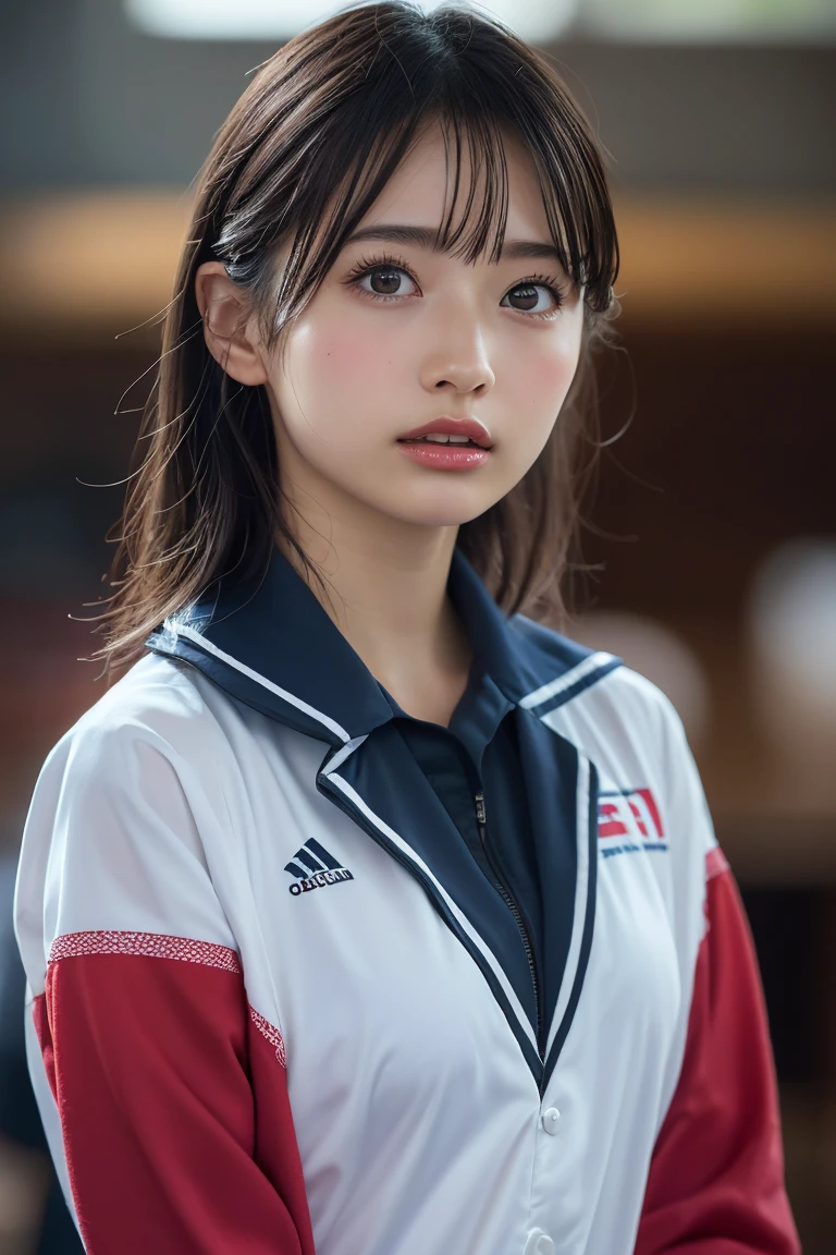(8k, RAW Photos,highest quality, High resolution:1.1), (Ultra-realistic:1.4),(Realistic, Realistic:1.3),The Beauty of Japan、Rhythmic gymnastics club、Rhythmic Gymnastics Uniform、((Upper Body:1.3))