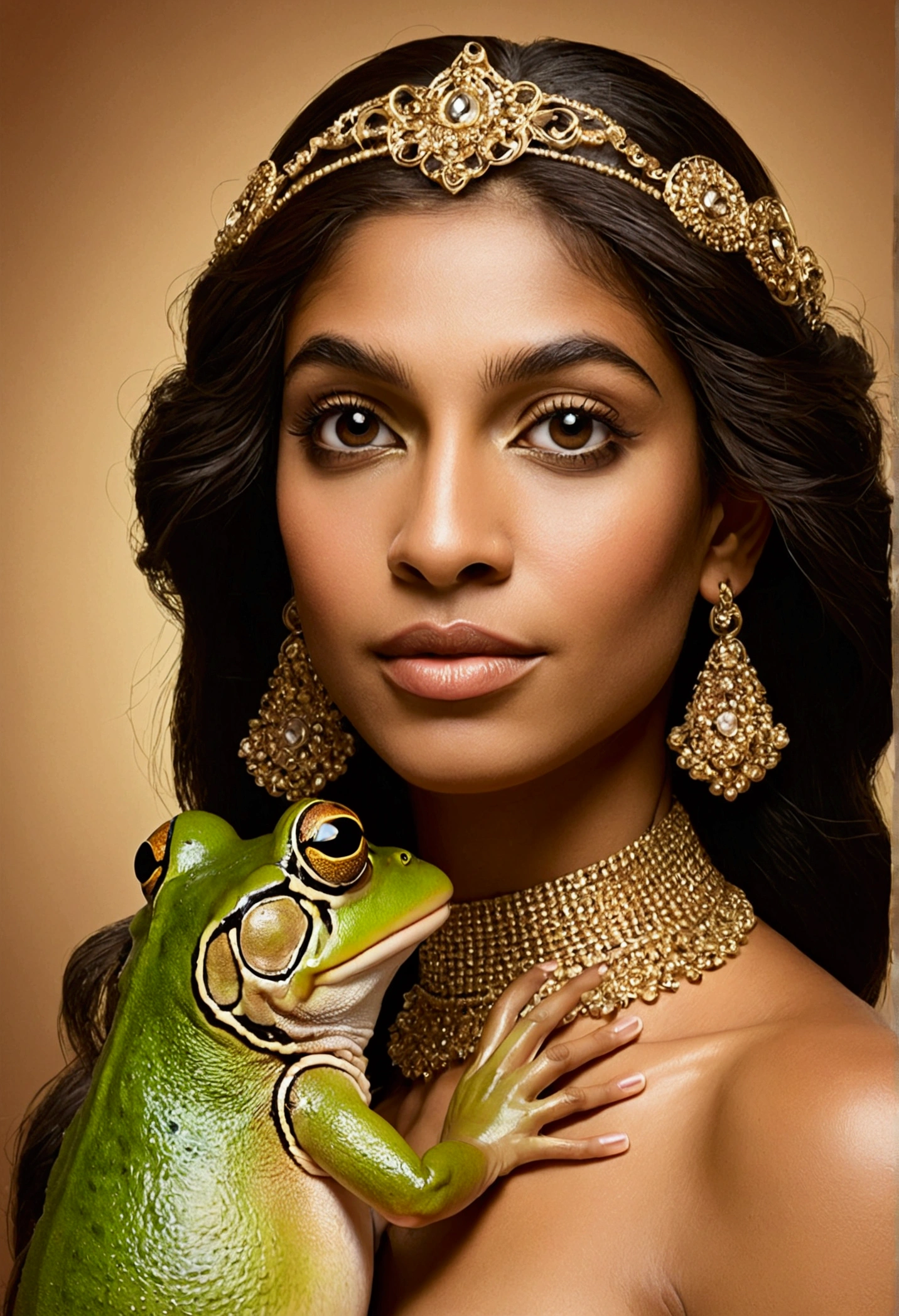 CREATE A BROWN WOMAN WITH A FROG FACE