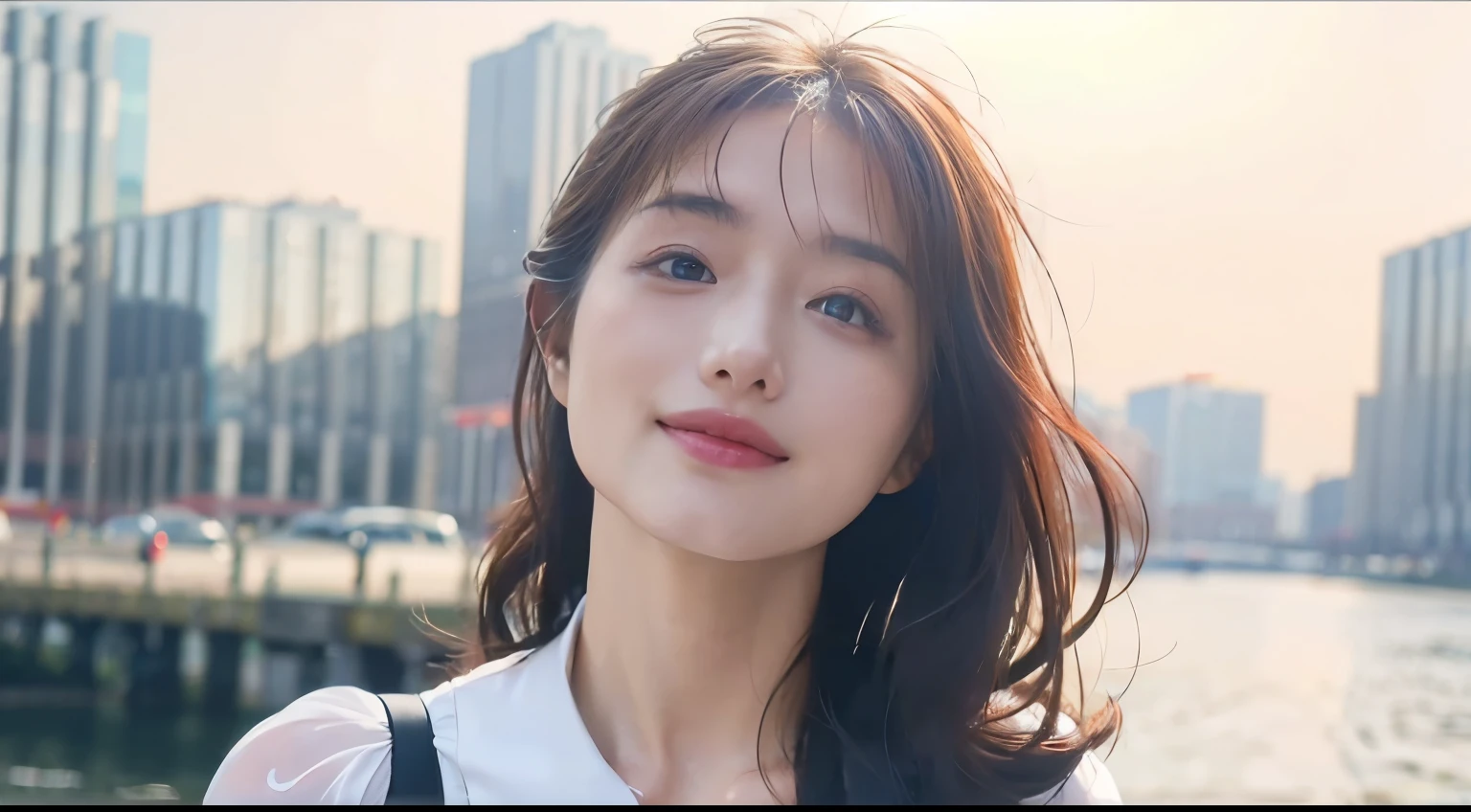 Super Smile, Random Pause, Mix 4, (8k, RAW Photos, Highest quality, masterpiece: 1.2), (Realistic, photoRealistic: 1.37), 1 girl, cute, Cafe view, night, rain, Wet, Professional Lighting, Photon Mapping, Radio City, Physically Based Rendering, Gradient brunette hair, Short Curly, White ball set, Excellent image quality(High resolution), 1080P, (Clear Face), (Detailed facial depiction), (Detailed hand description), (masterpiece), (Exquisite CGI), Extreme light and shadow, Disheveled Hair, masterpiece, Rich details, (Exquisite facial features), (Best image quality), (masterpiece), (Eye on the details), Gazing Eyes, Delicate clavicle、Photographed inside the cafe