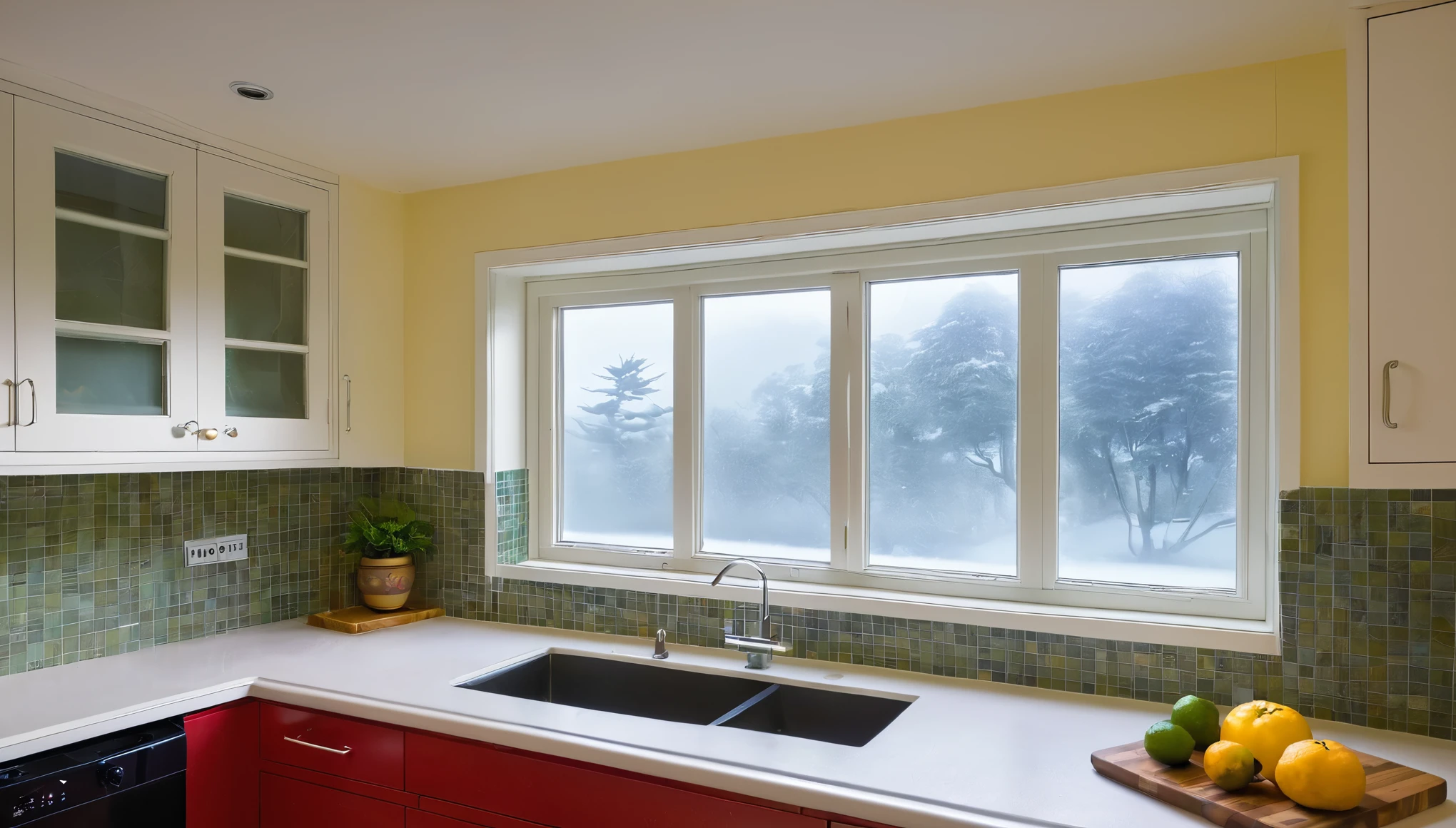 Kitchen windows、Frosted glass、
