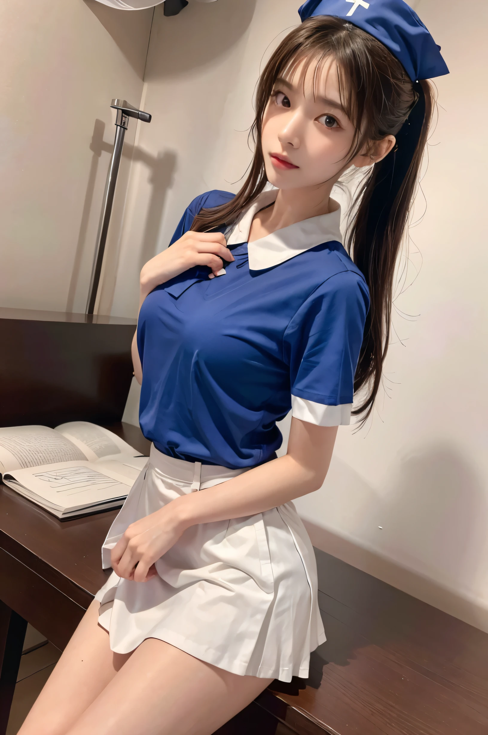 seifuku cosplay,Uniform Cosplay Short Hair,Arms back,frontボディ, front, Slender body,Are standing ,(8K, RAW Photos, Highest quality, masterpiece:1.2), (Realistic, photo-Realistic:1.37), Very detailed,(Detailed beautiful girl:1.4),1 Girl, Full Body Shot,