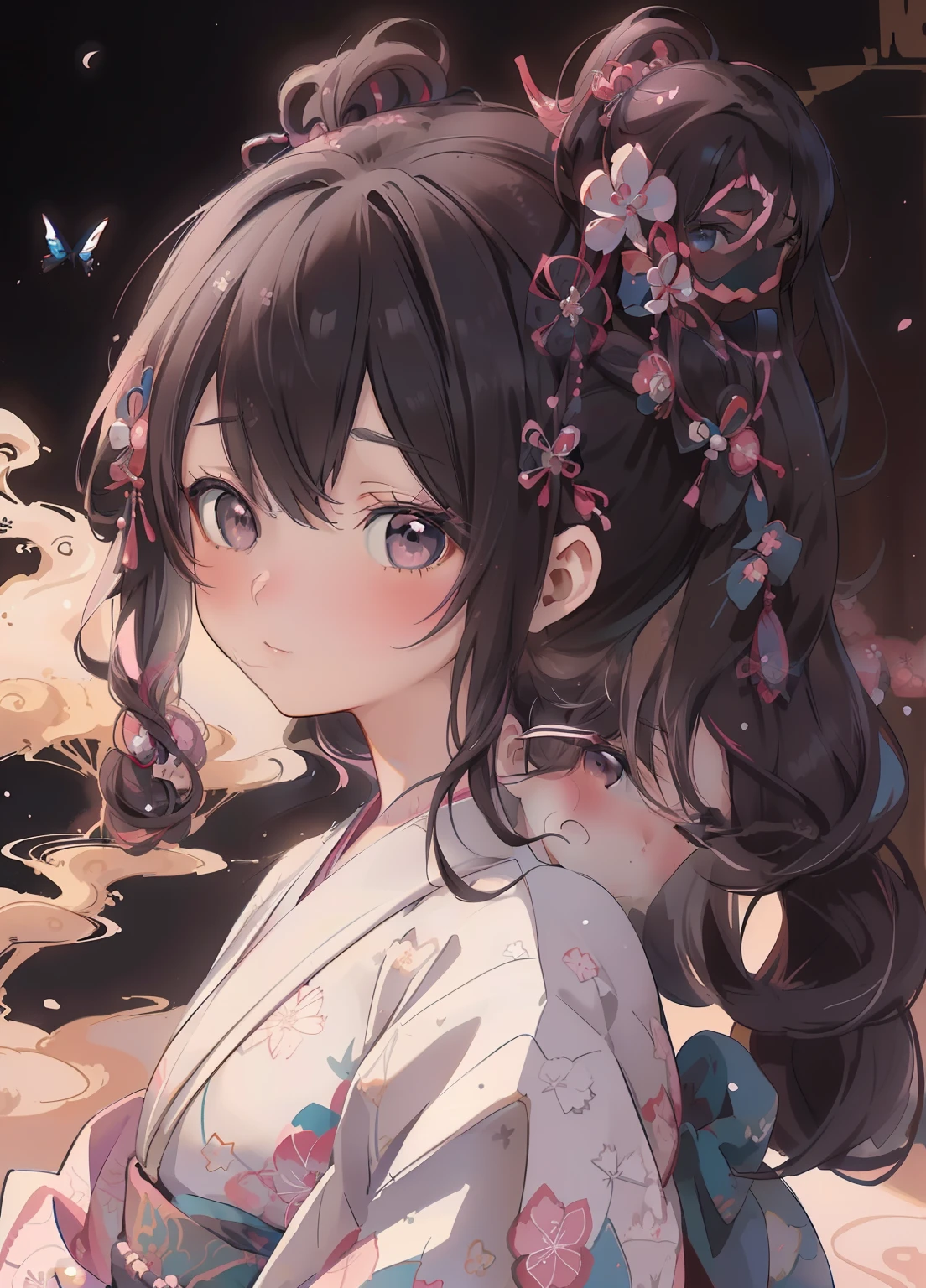 (masterpiece、Highest quality、Highest quality、Official Art、Beautiful and beautiful:1.2)、(One girl:1.3)Hatsune Miku、Twin tails,Beautiful breasts, Katsushika Hokusai, (Masseter muscle area、Highest quality、ukiyoe style、Mysterious、Beautiful and aesthetic、Official Art、Sharaku:1.2)、(One Girl:1.3)、(Fractal Art:1.3)、Cowboy Shot、White and beautiful skin、(Beautiful black hair、kimono:1.2)、With traditional Japanese performing arts as a backdrop、Very colorful、(Swirl pattern、Japanese Style:1.2)、