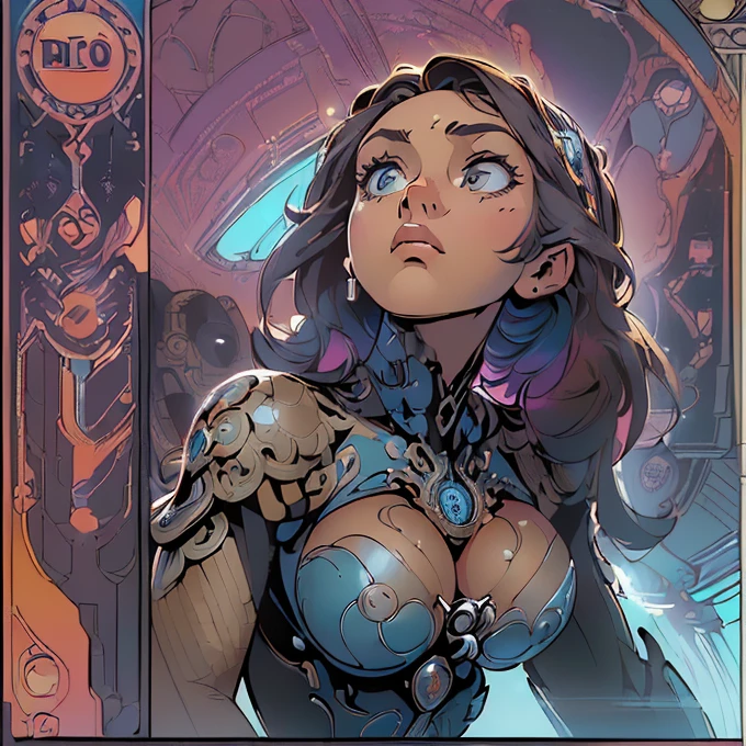 (((The ultimate in quality))),((((alone:1)))),((((One girl:1.2)))),((((Beautiful perfect woman)))),(((Body perfect in every detail, detailed perfect fingers))),((((((Ultimate Movie Posters)))))),(((breast enhancement, close))),((((An intricate and complex machine)))),(((((genius machine))))),(((American Comics))),(((Extreme highlights))),(((Very colorful, primary color))),Cleavage, Super beautiful woman,(((typography))),article,(((((Looking up or looking down?)))))