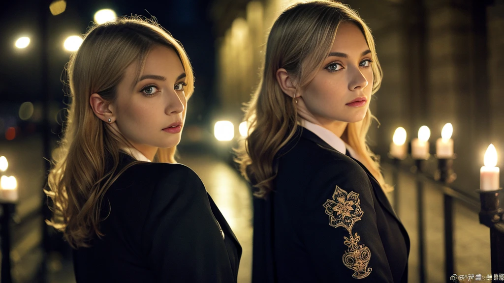 tatuados,Beautiful blonde with big breasts in a black suit、(Back tattoo、Many tattoos on both arms and neck)、 (Late night back alley、walk),Candlelight only,Very detailed, 21 years old, Innocent face, Wavy Hair, blue eyes, High resolution, masterpiece, Highest quality, Intricate details, Very detailed, Clear focus, Delicate skin, practical skin texture, texture, Delicate eyes, Professional, 4K, Sad face,despair、 Shot with Canon, 85mm, Shallow and deep, Kodak Vision Color, Exactly, Very detailed, photograph_\(Extremist\), photographpractical, practical, Post-processing, Maximum details, Roughness, Real Life, Extremist practical, Photorealism, photographgraphy, 8K Ultra HD, photographgraphy