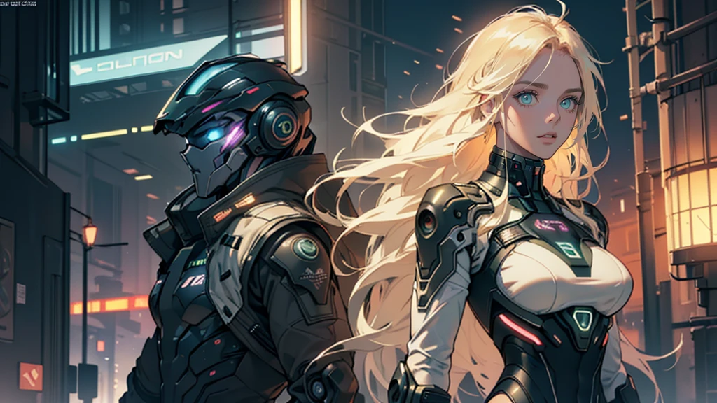 Beautiful woman, extremely long hair, blonde hair, green eyes, (masterpiece:1.3), (best quality:1.3), high-resolution, watercolor pencil, upper body, Body facing forward, (upright:1.3), (arms at sides:1.3), solo, beautiful detailed eyes, Futuristic clothing, mechanical bikini suit, (cyber punk midnight city background:1.2), concept art, shadow lighting, beautiful detailed glow, best illuminate, (((best quality, textile shading, ultra detailed))), extremely detailed CG unity 8k wallpaper, Highly Detailed beautiful and aesthetic, best light, dynamic lighting, 1Character, pastel washed out colors, cell shade, soft, muted shades, gentle colors,