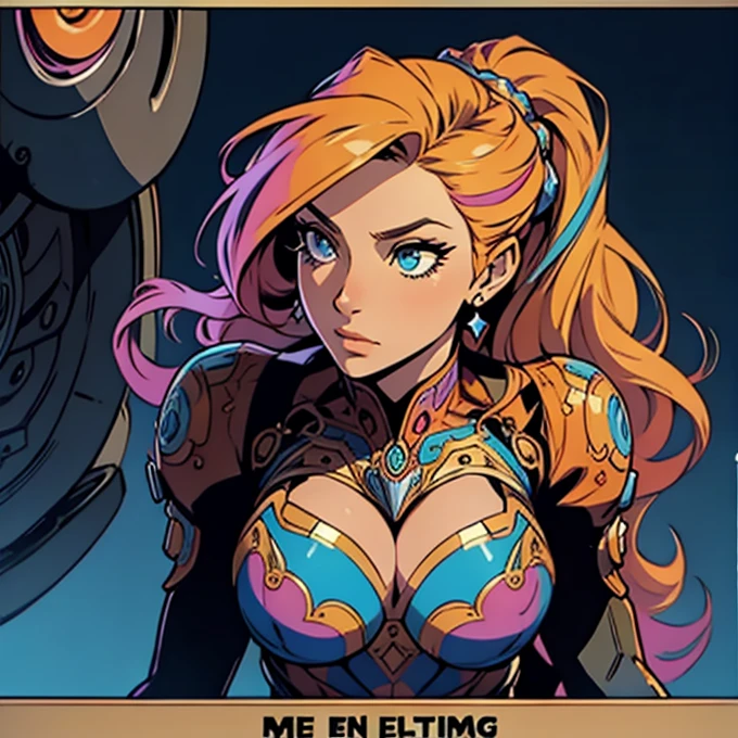 (((The ultimate in quality))),((((alone:1)))),((((One girl:1.2)))),((((Beautiful perfect woman)))),(((Body perfect in every detail, detailed perfect fingers))),((((((Ultimate Movie Posters)))))),(((breast enhancement, close))),((((An intricate and complex machine)))),(((((genius machine))))),(((American Comics))),(((Extreme highlights))),(((Very colorful, primary color))),Cleavage, Super beautiful woman,(((typography))),article,(((((Looking up or looking down?)))))