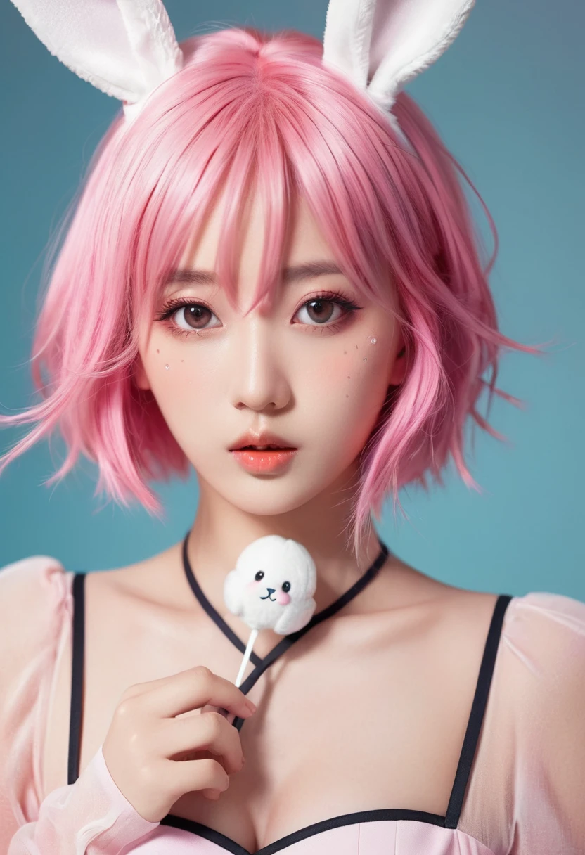 Cute sexy girl, Pink Hair, Bunny Girl, Surreal, Detailed lighting, Japanese cartoons, have  