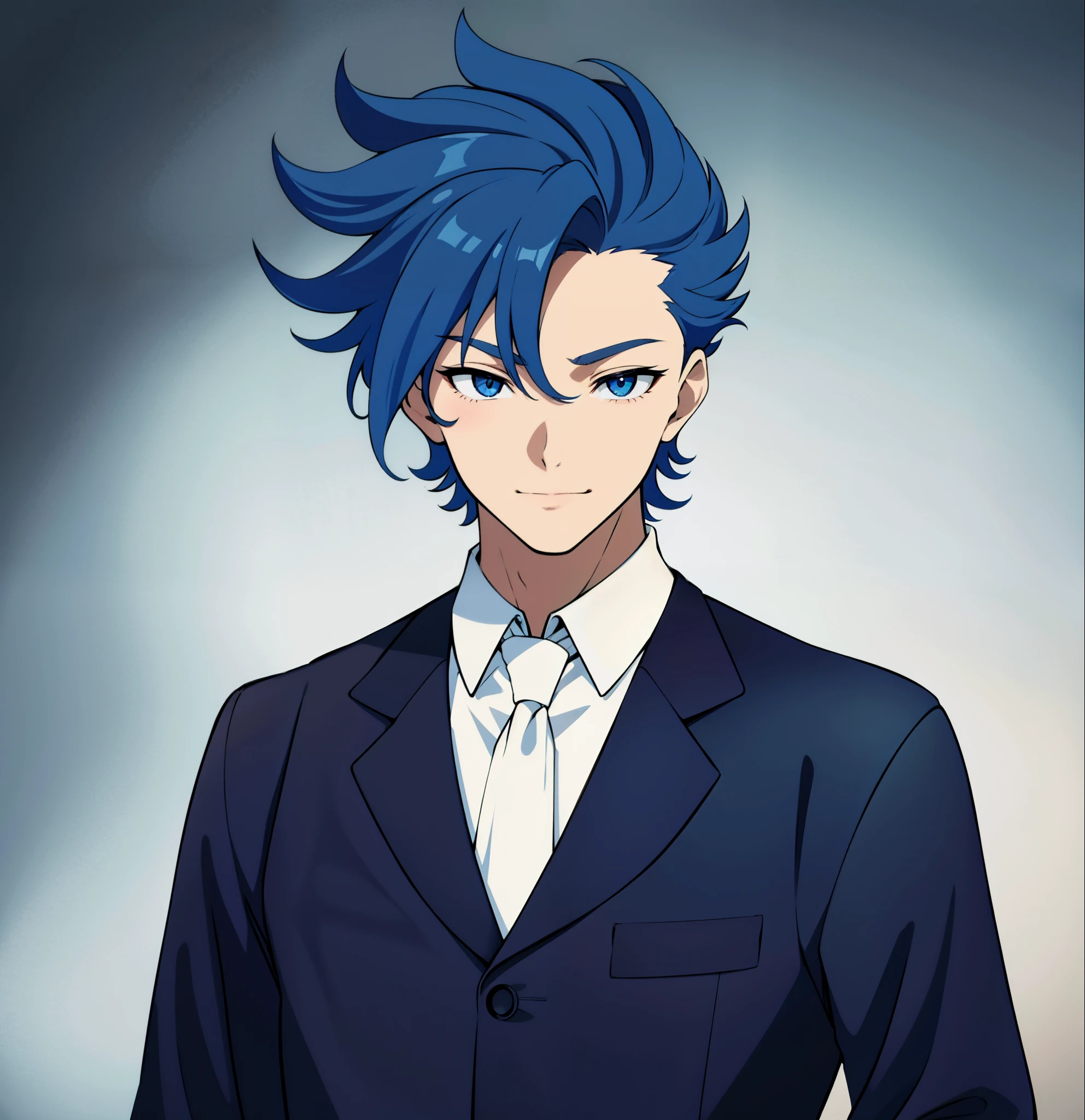 anime boy, smiling, happy, holding glass, dark blue hair, blue eyes, red clothes, white shirt (beautiful and aesthetic:1. 5), thick black lineart, clean lineart, perfect lineart, moody lighting, gritty, intense, sharp lineart, best quality, high quality, best quality, ultra-detailed, saturated colours, HD,